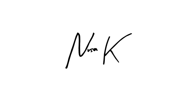 Similarly Arty Signature is the best handwritten signature design. Signature creator online .You can use it as an online autograph creator for name Nusa K. Nusa K signature style 8 images and pictures png