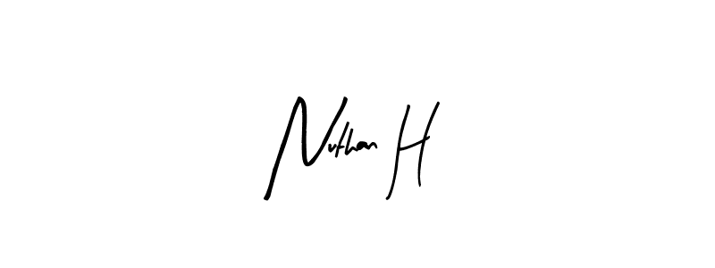Similarly Arty Signature is the best handwritten signature design. Signature creator online .You can use it as an online autograph creator for name Nuthan H. Nuthan H signature style 8 images and pictures png