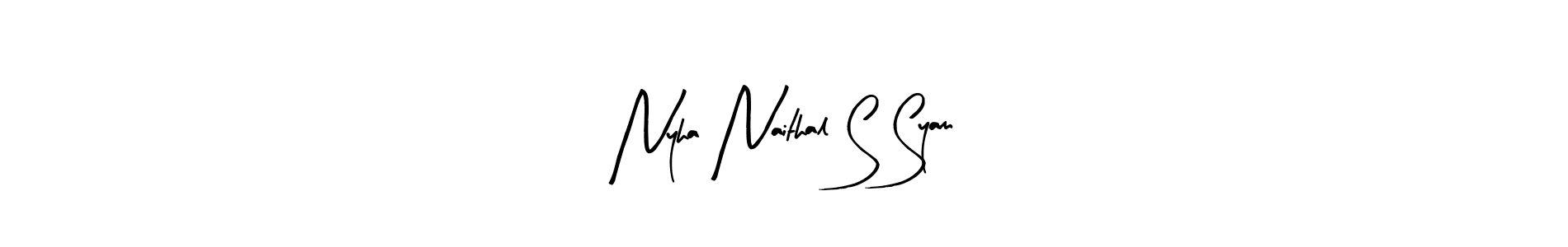 Arty Signature is a professional signature style that is perfect for those who want to add a touch of class to their signature. It is also a great choice for those who want to make their signature more unique. Get Nyha Naithal S Syam name to fancy signature for free. Nyha Naithal S Syam signature style 8 images and pictures png