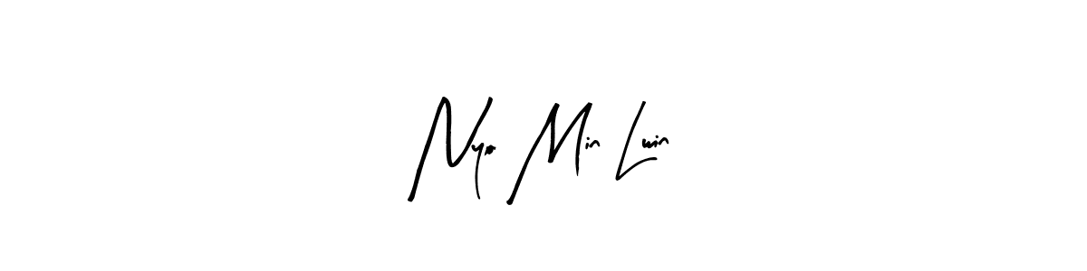 Similarly Arty Signature is the best handwritten signature design. Signature creator online .You can use it as an online autograph creator for name Nyo Min Lwin. Nyo Min Lwin signature style 8 images and pictures png