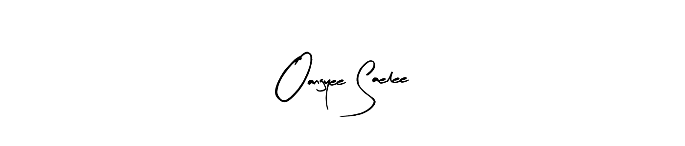 The best way (Arty Signature) to make a short signature is to pick only two or three words in your name. The name Oangyee Saelee include a total of six letters. For converting this name. Oangyee Saelee signature style 8 images and pictures png