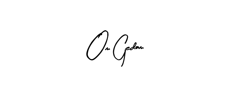 if you are searching for the best signature style for your name Om Gedam. so please give up your signature search. here we have designed multiple signature styles  using Arty Signature. Om Gedam signature style 8 images and pictures png