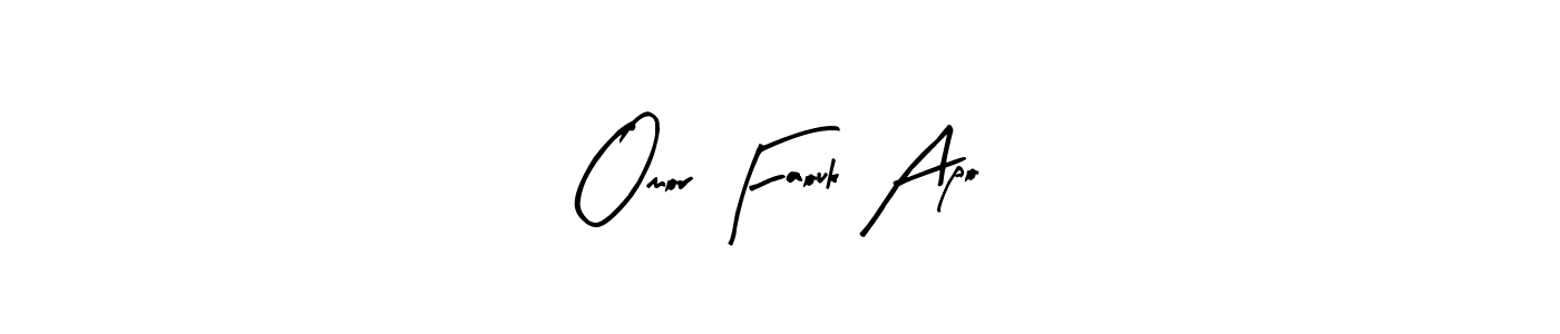 Make a beautiful signature design for name Omor Faouk Apo. With this signature (Arty Signature) style, you can create a handwritten signature for free. Omor Faouk Apo signature style 8 images and pictures png