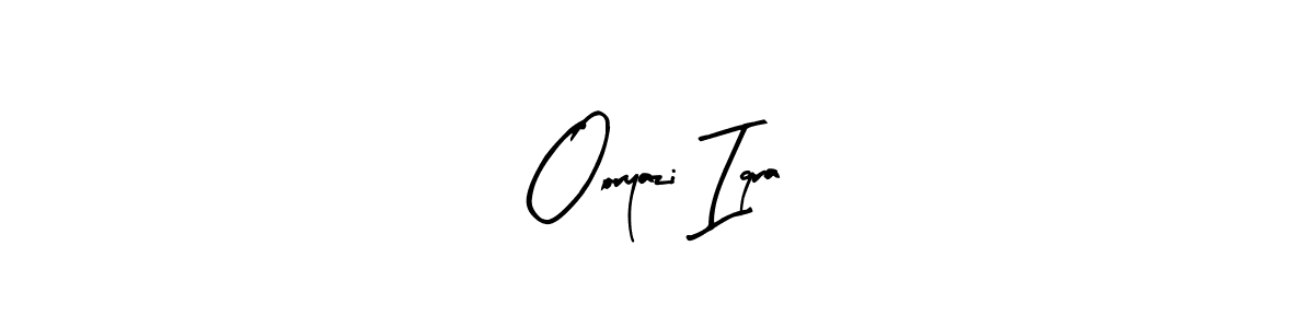 The best way (Arty Signature) to make a short signature is to pick only two or three words in your name. The name Ooryazi Iqra include a total of six letters. For converting this name. Ooryazi Iqra signature style 8 images and pictures png