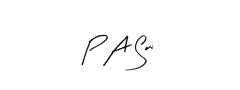 P A Soni stylish signature style. Best Handwritten Sign (Arty Signature) for my name. Handwritten Signature Collection Ideas for my name P A Soni. P A Soni signature style 8 images and pictures png