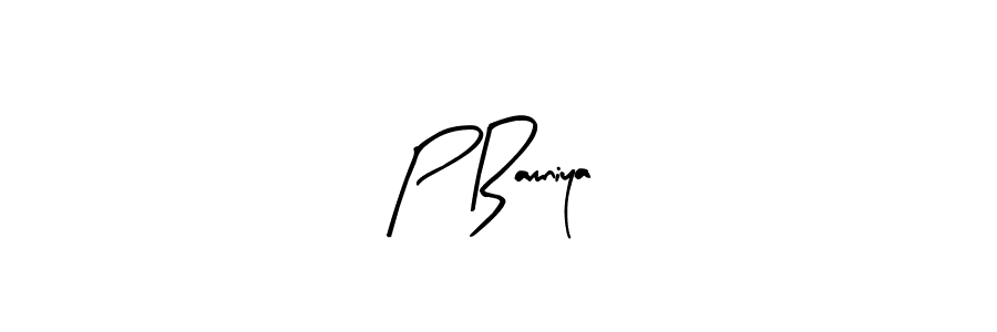 Similarly Arty Signature is the best handwritten signature design. Signature creator online .You can use it as an online autograph creator for name P Bamniya. P Bamniya signature style 8 images and pictures png