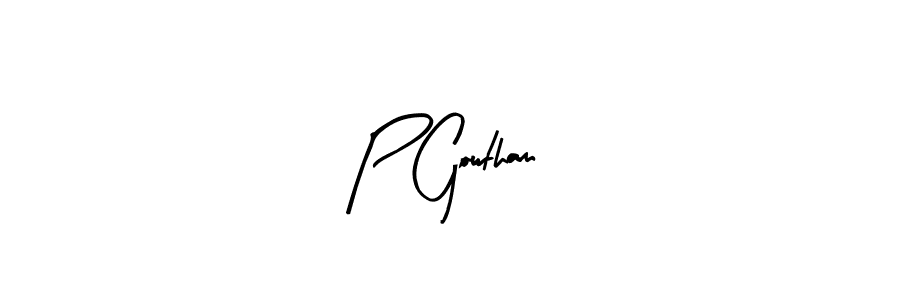 How to make P Gowtham name signature. Use Arty Signature style for creating short signs online. This is the latest handwritten sign. P Gowtham signature style 8 images and pictures png