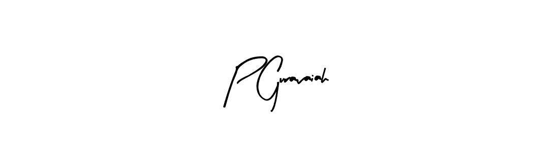 The best way (Arty Signature) to make a short signature is to pick only two or three words in your name. The name P Guravaiah include a total of six letters. For converting this name. P Guravaiah signature style 8 images and pictures png