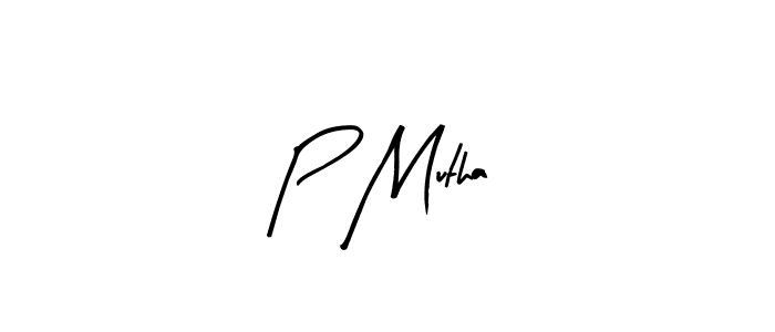 The best way (Arty Signature) to make a short signature is to pick only two or three words in your name. The name P Mutha include a total of six letters. For converting this name. P Mutha signature style 8 images and pictures png