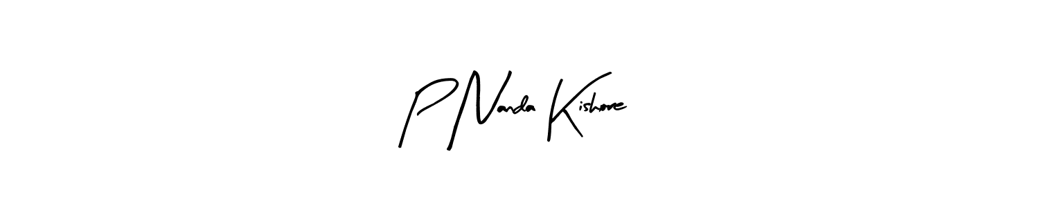 The best way (Arty Signature) to make a short signature is to pick only two or three words in your name. The name P Nanda Kishore include a total of six letters. For converting this name. P Nanda Kishore signature style 8 images and pictures png