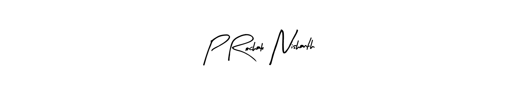 The best way (Arty Signature) to make a short signature is to pick only two or three words in your name. The name P Rochak Nishanth include a total of six letters. For converting this name. P Rochak Nishanth signature style 8 images and pictures png
