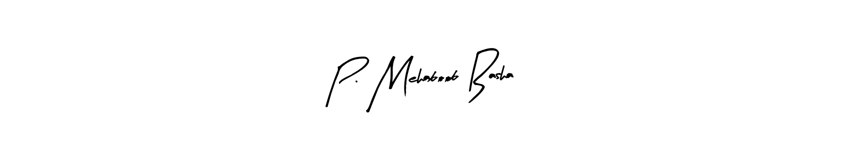 Arty Signature is a professional signature style that is perfect for those who want to add a touch of class to their signature. It is also a great choice for those who want to make their signature more unique. Get P. Mehaboob Basha name to fancy signature for free. P. Mehaboob Basha signature style 8 images and pictures png