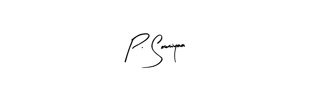 Similarly Arty Signature is the best handwritten signature design. Signature creator online .You can use it as an online autograph creator for name P. Sowmiyaa. P. Sowmiyaa signature style 8 images and pictures png