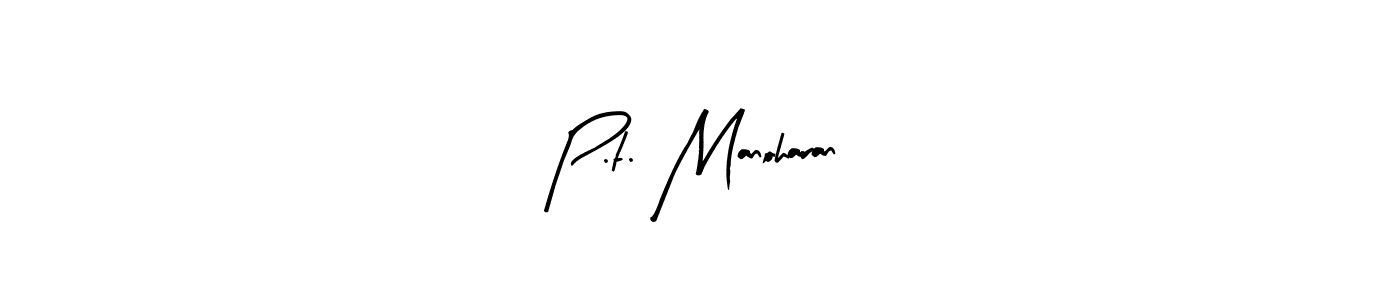 Arty Signature is a professional signature style that is perfect for those who want to add a touch of class to their signature. It is also a great choice for those who want to make their signature more unique. Get P.t. Manoharan name to fancy signature for free. P.t. Manoharan signature style 8 images and pictures png