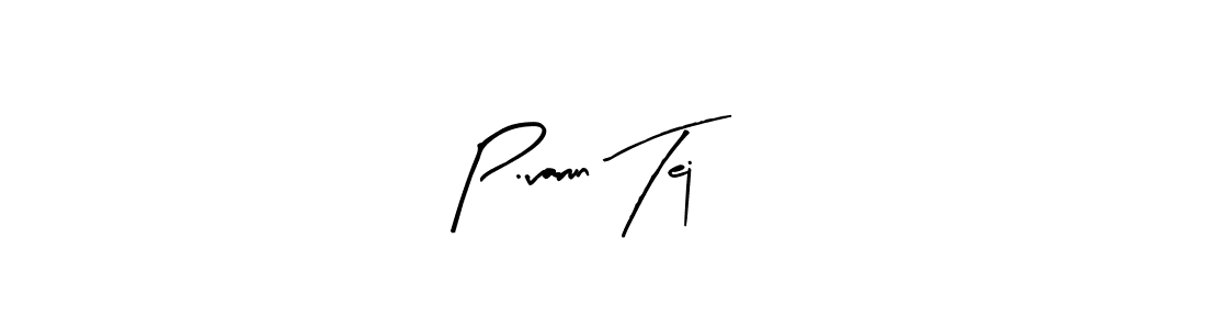 The best way (Arty Signature) to make a short signature is to pick only two or three words in your name. The name P.varun Tej include a total of six letters. For converting this name. P.varun Tej signature style 8 images and pictures png