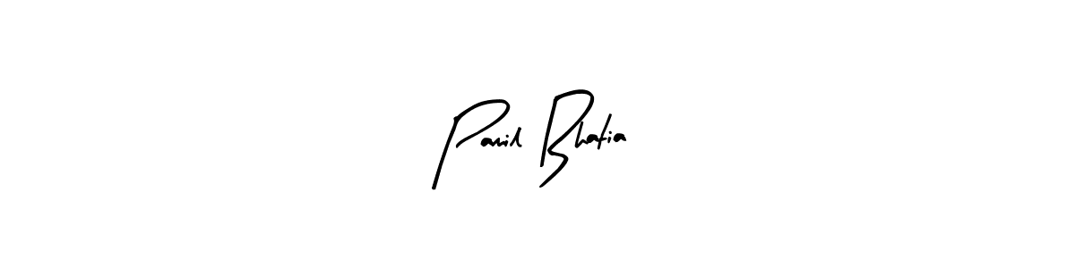 You should practise on your own different ways (Arty Signature) to write your name (Pamil Bhatia) in signature. don't let someone else do it for you. Pamil Bhatia signature style 8 images and pictures png