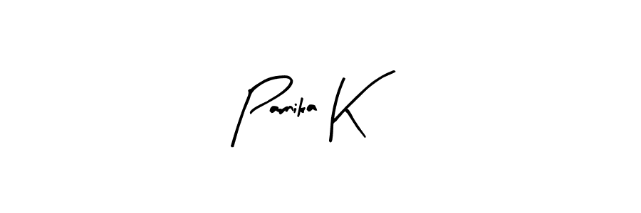 Arty Signature is a professional signature style that is perfect for those who want to add a touch of class to their signature. It is also a great choice for those who want to make their signature more unique. Get Parnika K name to fancy signature for free. Parnika K signature style 8 images and pictures png