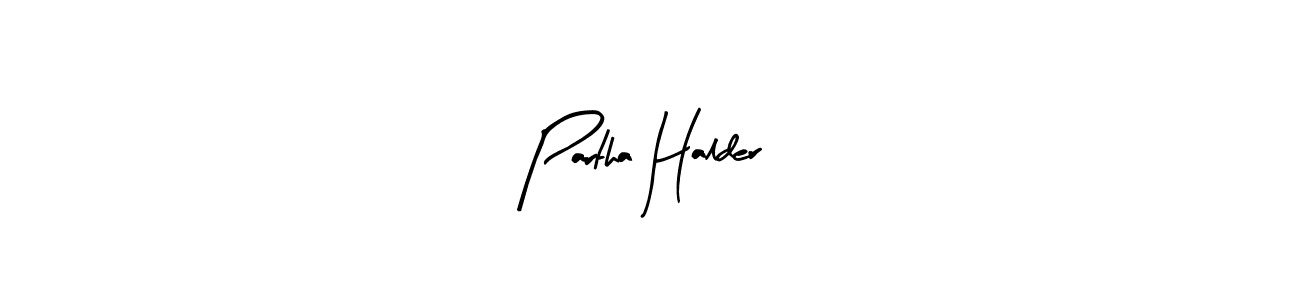 The best way (Arty Signature) to make a short signature is to pick only two or three words in your name. The name Partha Halder include a total of six letters. For converting this name. Partha Halder signature style 8 images and pictures png