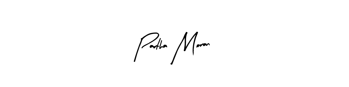 How to make Partha Moran name signature. Use Arty Signature style for creating short signs online. This is the latest handwritten sign. Partha Moran signature style 8 images and pictures png