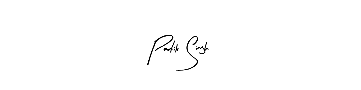 Arty Signature is a professional signature style that is perfect for those who want to add a touch of class to their signature. It is also a great choice for those who want to make their signature more unique. Get Partik Singh name to fancy signature for free. Partik Singh signature style 8 images and pictures png