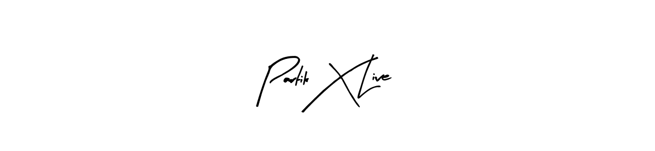 How to make Partik X Live name signature. Use Arty Signature style for creating short signs online. This is the latest handwritten sign. Partik X Live signature style 8 images and pictures png