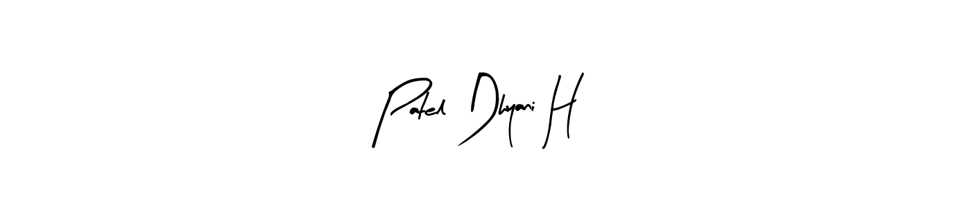 if you are searching for the best signature style for your name Patel Dhyani H. so please give up your signature search. here we have designed multiple signature styles  using Arty Signature. Patel Dhyani H signature style 8 images and pictures png