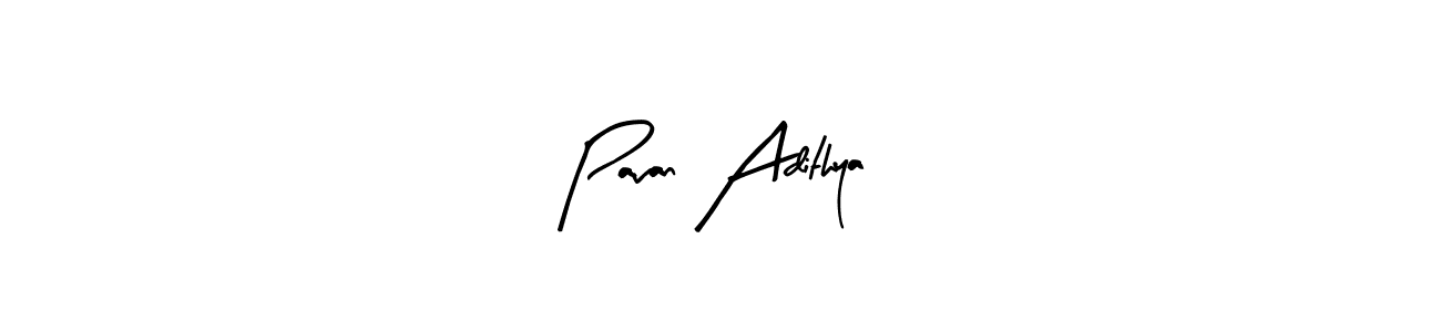 Make a beautiful signature design for name Pavan Adithya. With this signature (Arty Signature) style, you can create a handwritten signature for free. Pavan Adithya signature style 8 images and pictures png