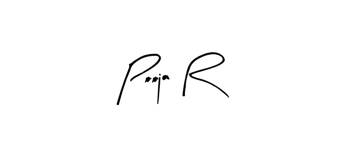 How to make Pooja R name signature. Use Arty Signature style for creating short signs online. This is the latest handwritten sign. Pooja R signature style 8 images and pictures png