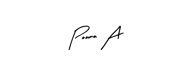 Arty Signature is a professional signature style that is perfect for those who want to add a touch of class to their signature. It is also a great choice for those who want to make their signature more unique. Get Poorna A name to fancy signature for free. Poorna A signature style 8 images and pictures png