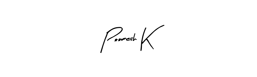 if you are searching for the best signature style for your name Poornesh K. so please give up your signature search. here we have designed multiple signature styles  using Arty Signature. Poornesh K signature style 8 images and pictures png