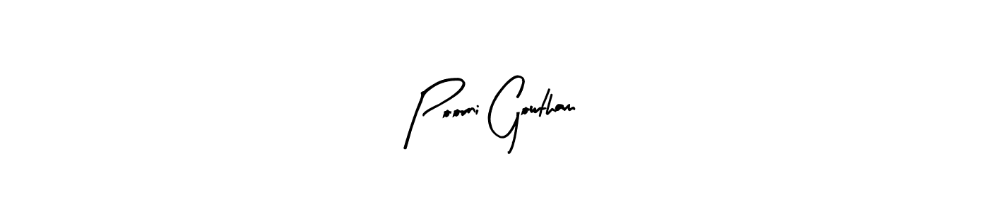 Arty Signature is a professional signature style that is perfect for those who want to add a touch of class to their signature. It is also a great choice for those who want to make their signature more unique. Get Poorni Gowtham name to fancy signature for free. Poorni Gowtham signature style 8 images and pictures png