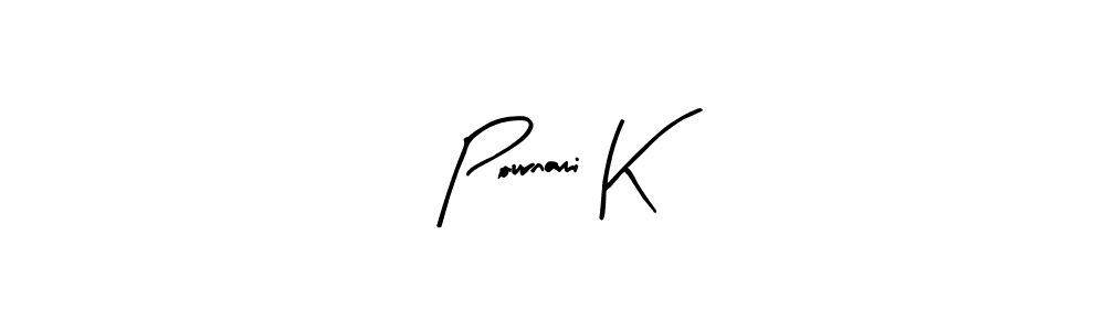 Use a signature maker to create a handwritten signature online. With this signature software, you can design (Arty Signature) your own signature for name Pournami K. Pournami K signature style 8 images and pictures png