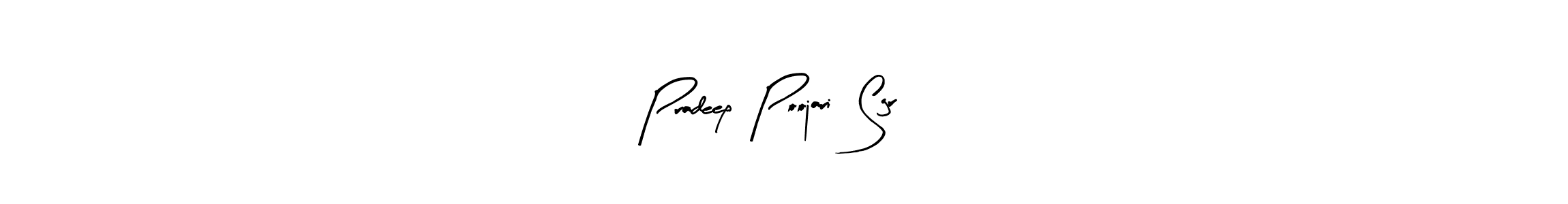 This is the best signature style for the Pradeep  Poojari  Sgr   name. Also you like these signature font (Arty Signature). Mix name signature. Pradeep  Poojari  Sgr   signature style 8 images and pictures png