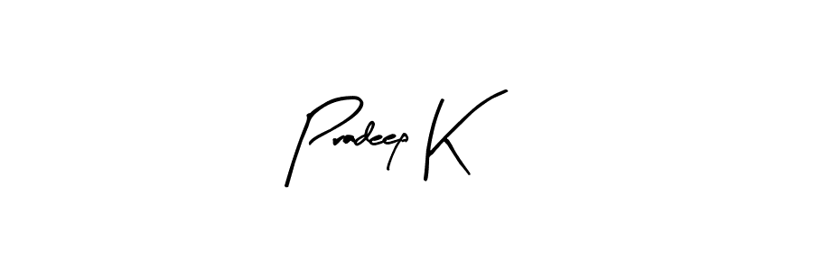 if you are searching for the best signature style for your name Pradeep K. so please give up your signature search. here we have designed multiple signature styles  using Arty Signature. Pradeep K signature style 8 images and pictures png