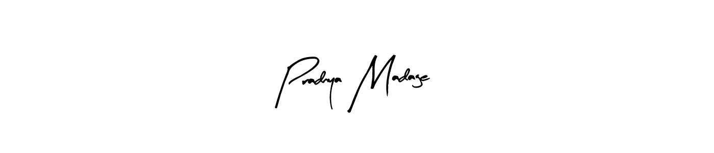 Arty Signature is a professional signature style that is perfect for those who want to add a touch of class to their signature. It is also a great choice for those who want to make their signature more unique. Get Pradnya Madage name to fancy signature for free. Pradnya Madage signature style 8 images and pictures png