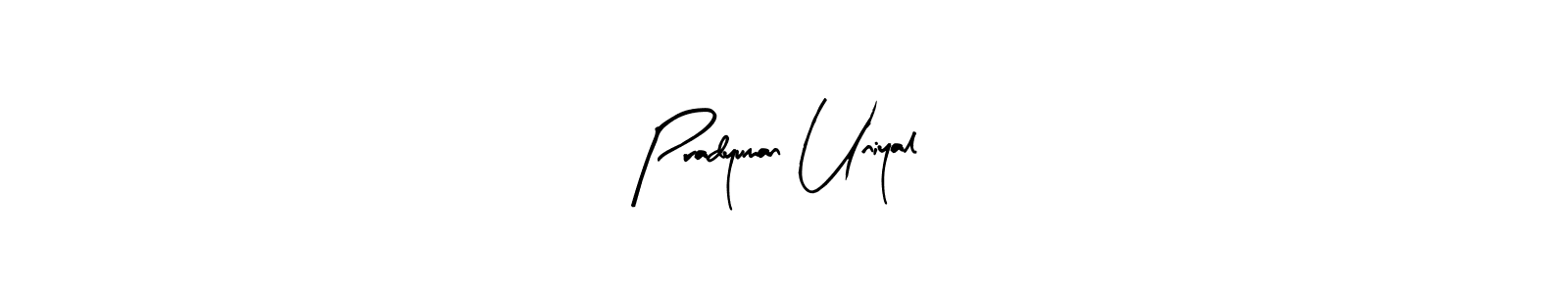 You can use this online signature creator to create a handwritten signature for the name Pradyuman Uniyal. This is the best online autograph maker. Pradyuman Uniyal signature style 8 images and pictures png