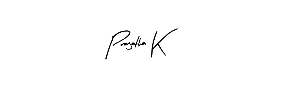 How to make Pragatha K name signature. Use Arty Signature style for creating short signs online. This is the latest handwritten sign. Pragatha K signature style 8 images and pictures png