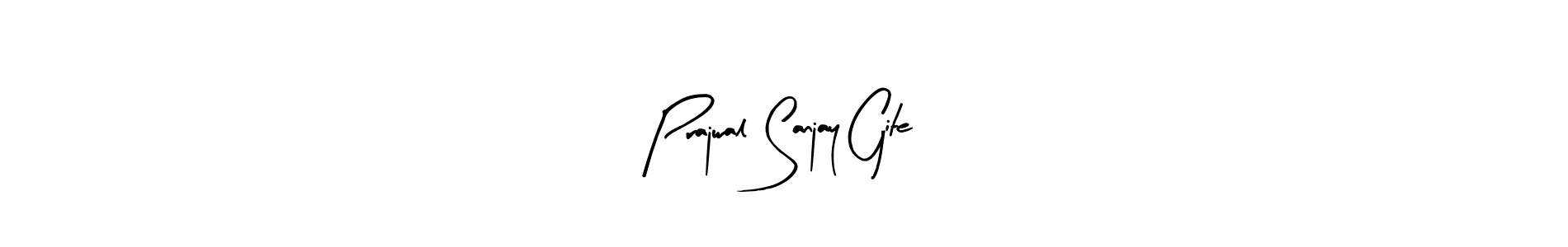 How to make Prajwal Sanjay Gite name signature. Use Arty Signature style for creating short signs online. This is the latest handwritten sign. Prajwal Sanjay Gite signature style 8 images and pictures png