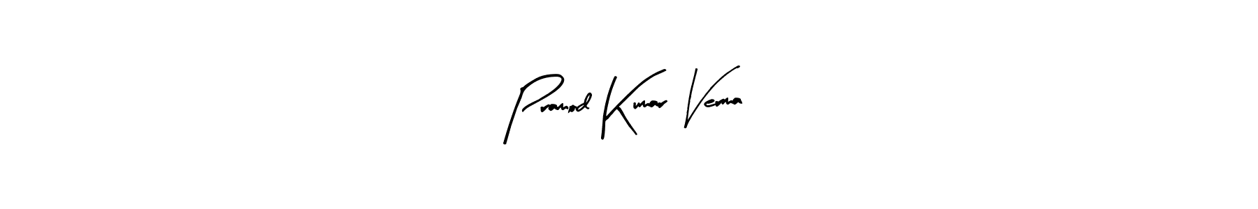 Arty Signature is a professional signature style that is perfect for those who want to add a touch of class to their signature. It is also a great choice for those who want to make their signature more unique. Get Pramod Kumar Verma name to fancy signature for free. Pramod Kumar Verma signature style 8 images and pictures png