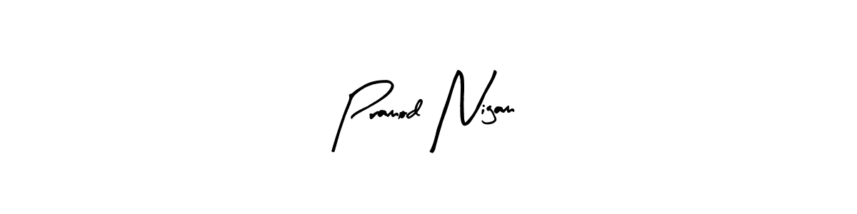 The best way (Arty Signature) to make a short signature is to pick only two or three words in your name. The name Pramod Nigam include a total of six letters. For converting this name. Pramod Nigam signature style 8 images and pictures png