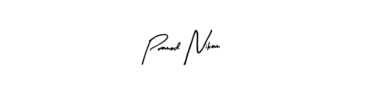Arty Signature is a professional signature style that is perfect for those who want to add a touch of class to their signature. It is also a great choice for those who want to make their signature more unique. Get Pramod Nikam name to fancy signature for free. Pramod Nikam signature style 8 images and pictures png