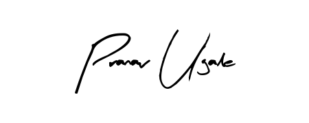 A sleek calligraphic signature for name Pranav Ugale utilizing Arty Signature styling. Great for adding personal signatures to photos and art. Pranav Ugale signature style 8 images and pictures png