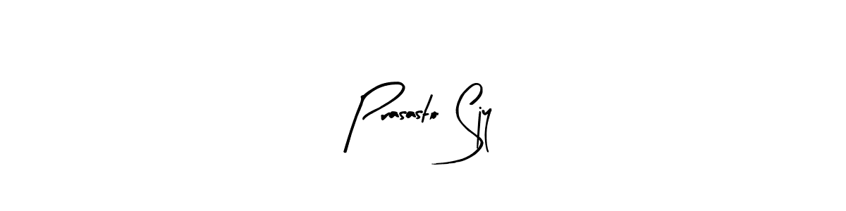 How to make Prasasto Sjy name signature. Use Arty Signature style for creating short signs online. This is the latest handwritten sign. Prasasto Sjy signature style 8 images and pictures png