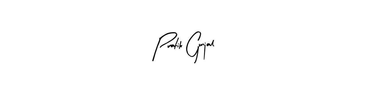 Arty Signature is a professional signature style that is perfect for those who want to add a touch of class to their signature. It is also a great choice for those who want to make their signature more unique. Get Pratik Gunjal name to fancy signature for free. Pratik Gunjal signature style 8 images and pictures png