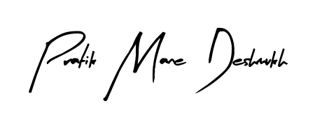 A sleek calligraphic signature for name Pratik Mane Deshmukh utilizing Arty Signature styling. Great for adding personal signatures to photos and art. Pratik Mane Deshmukh signature style 8 images and pictures png