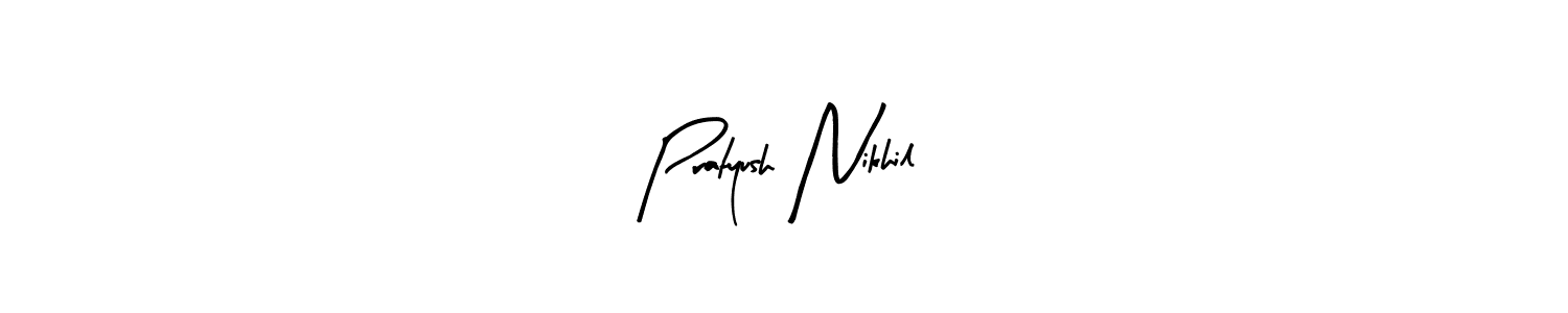 Use a signature maker to create a handwritten signature online. With this signature software, you can design (Arty Signature) your own signature for name Pratyush Nikhil. Pratyush Nikhil signature style 8 images and pictures png