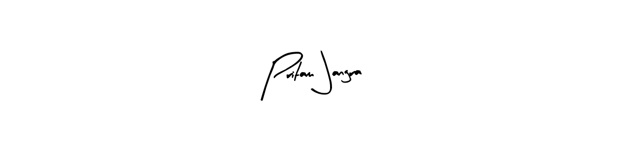 How to make Pritam Jangra name signature. Use Arty Signature style for creating short signs online. This is the latest handwritten sign. Pritam Jangra signature style 8 images and pictures png