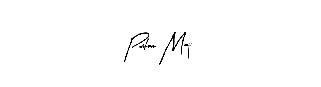 The best way (Arty Signature) to make a short signature is to pick only two or three words in your name. The name Pritam Maji include a total of six letters. For converting this name. Pritam Maji signature style 8 images and pictures png