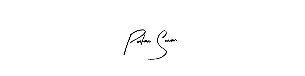 How to make Pritam Suman name signature. Use Arty Signature style for creating short signs online. This is the latest handwritten sign. Pritam Suman signature style 8 images and pictures png
