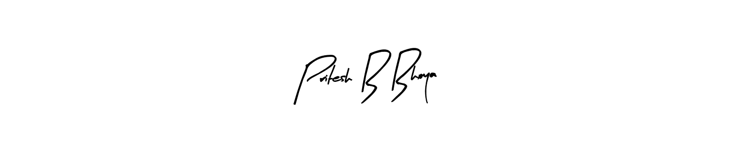 The best way (Arty Signature) to make a short signature is to pick only two or three words in your name. The name Pritesh B Bhoya include a total of six letters. For converting this name. Pritesh B Bhoya signature style 8 images and pictures png